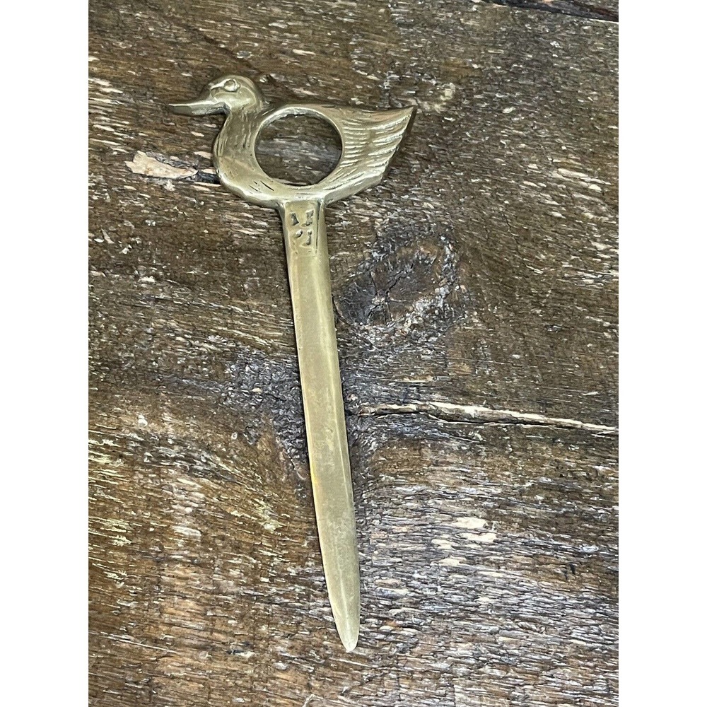 Vintage Bronze/Brass Duck letter Opener With Magnifying Glass 8.2"